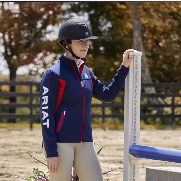 Ariat Softshell Team Riding Jacket - Navy & Red - Picture 2 of 11